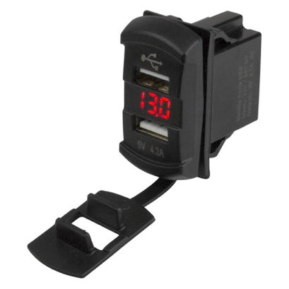 Power Plugs - Double USB Voltmeter