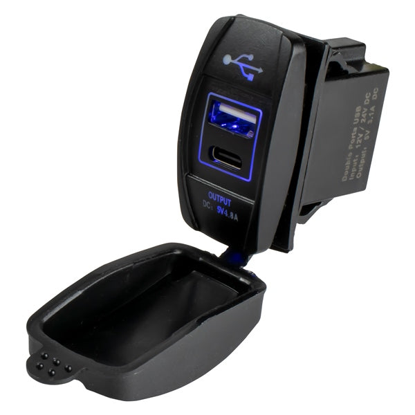Power Plugs - USB & USB-C Rocker Switch Style Power Socket