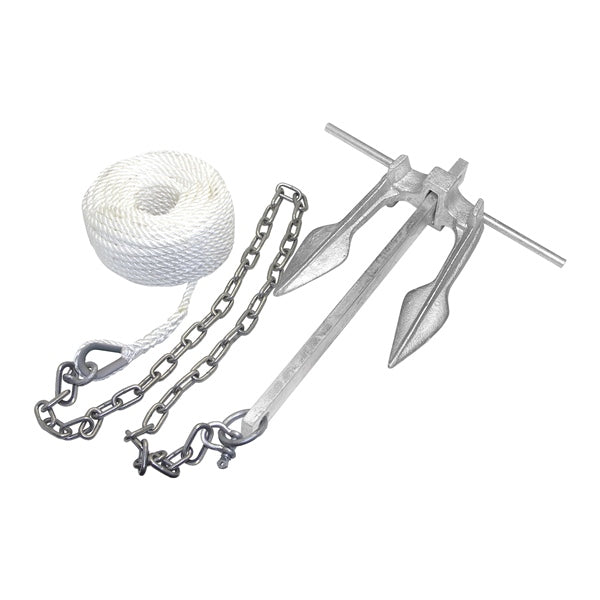 Anchors - Galvanized #8 Cast Iron Fluke Claw Anchor Kit w/50' of Anchor Line