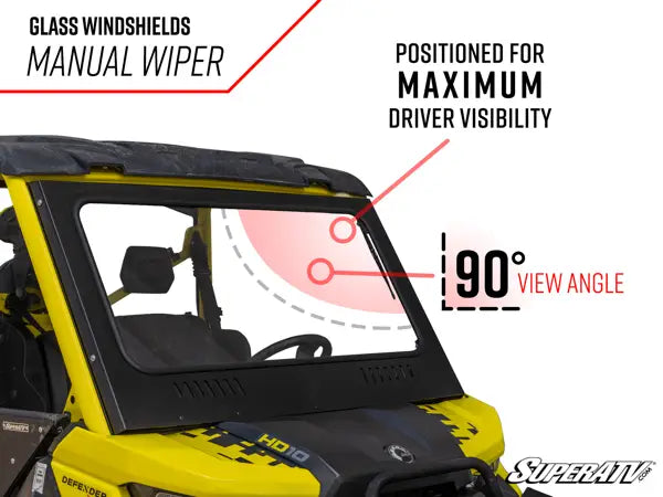 Can-am defender vented glass windshield