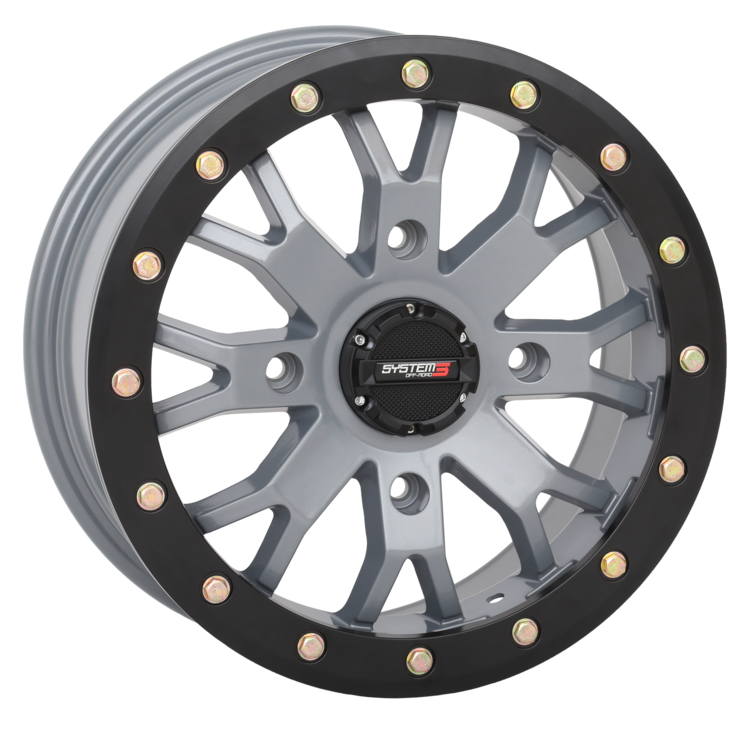 System 3 SB-4 UTV Beadlock Wheel 14in 15in Matte Black Bronze Cement Grey